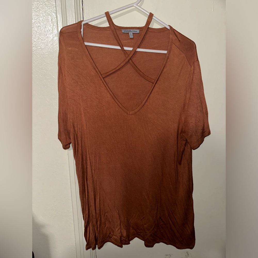 Crisscrossed Copper T-shirt🍂